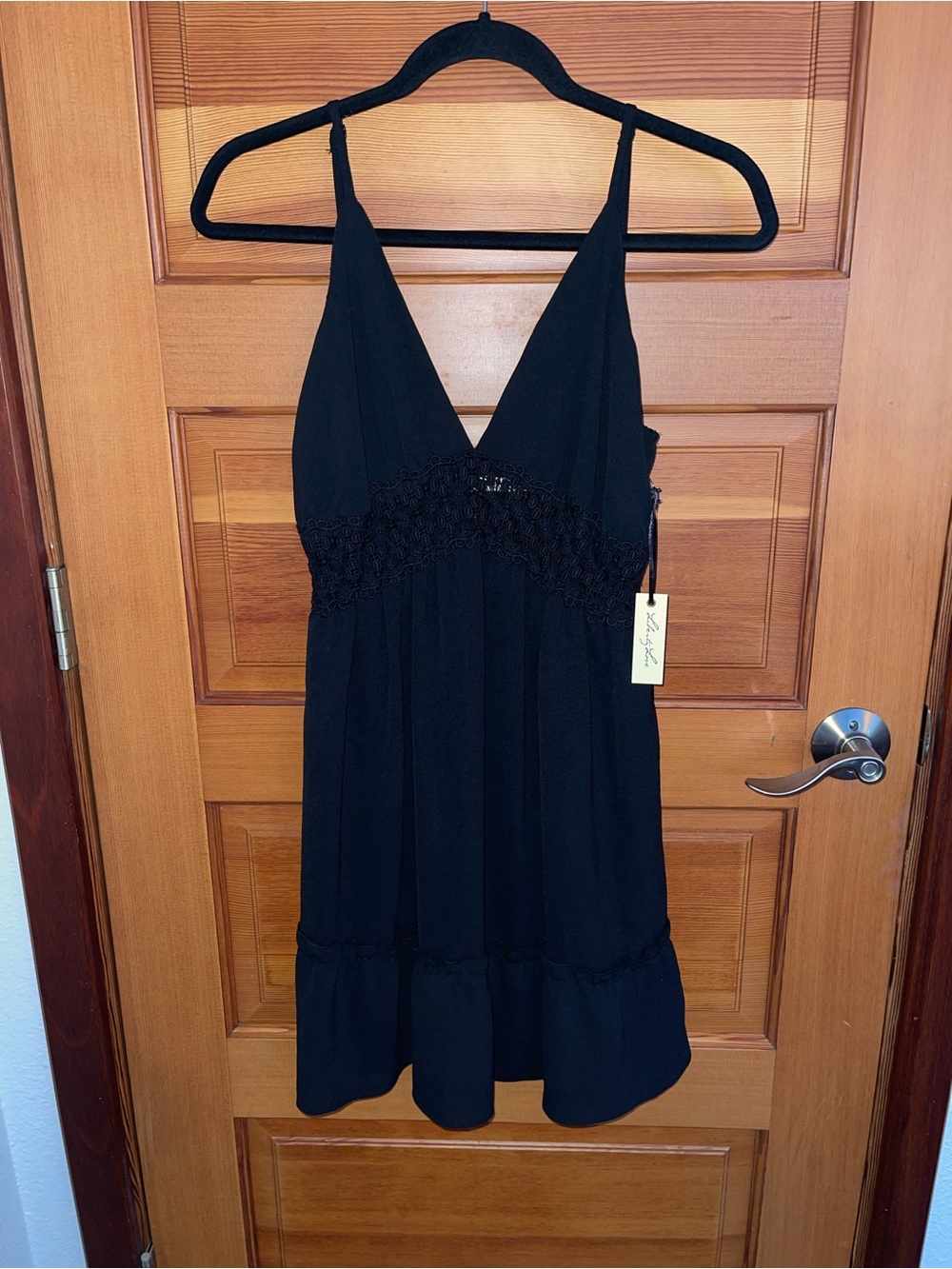 Liberty Love Black Mini Dress with Lace Waist - NWT - Medium